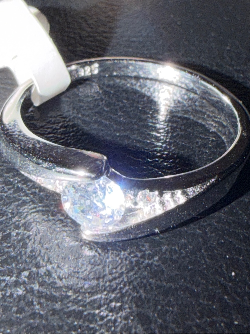 Sterling Silver Solitaire Ring with Round CZ Accent - Size 9